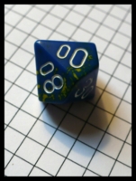Dice : Dice - 10D - Single Percentage 10s Rounded Solid Blue With Gold Speckles With White Numerals